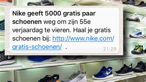 nike gratis schoenen actie virus|Let op! Bericht over gratis Nike schoenen is nep.